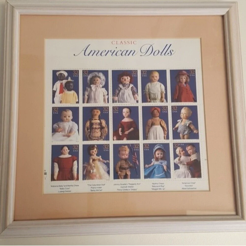 Classic American Dolls Collectible Postage Stamp 32 Cent Sheet Framed